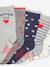 Pack of 5 Pairs of Hearts Socks for Girls BLUE DARK ALL OVER PRINTED 