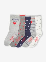 Pack of 5 Pairs of Hearts Socks for Girls