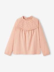 Girls-Top with Detail in Broderie Anglaise, for Girls