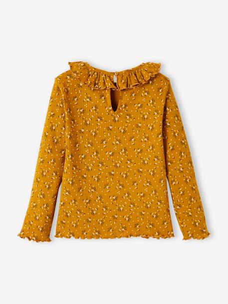 Floral Top in Rib Knit for Girls YELLOW DARK ALL OVER PRINTED 