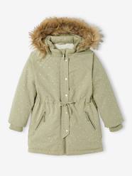 Girls-Coats & Jackets-Hooded Parka with Iridescent Dots, Recycled Polyester Padding, for Girls