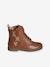 Leather High-Top Ankle Boots with Laces & Zips for Girls BEIGE MEDIUM SOLID WITH DECOR 