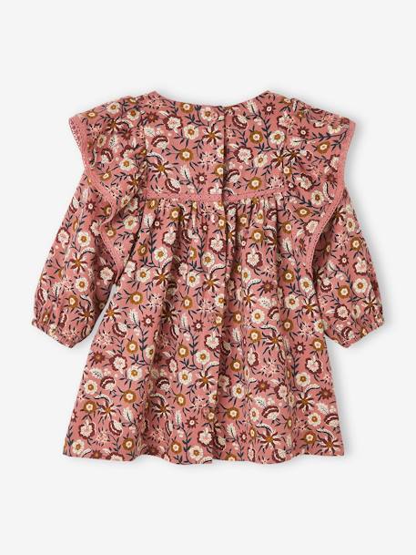 Floral Dress with Smocking, for Babies BROWN MEDIUM ALL OVER PRINTED 