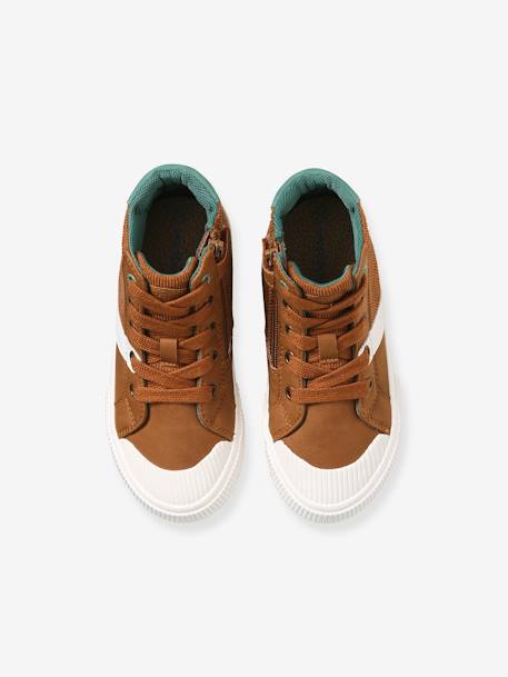 High-Top Trainers with Laces & Zips for Boys BROWN LIGHT SOLID 