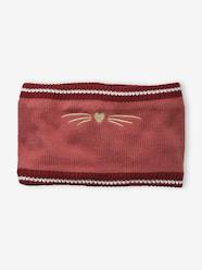 Girls-Rib Knit Snood with Embroidered Cat