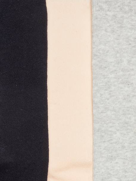 Pack of 3 Pairs of Tights for Girls BLUE DARK TWO COLOR/MULTICOL+dusky pink+Grey+mustard 
