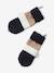 Striped Beanie + Snood + Gloves Set for Boys BLUE DARK TWO COLOR/MULTICOL+grey 