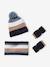 Striped Beanie + Snood + Gloves Set for Boys BLUE DARK TWO COLOR/MULTICOL+grey 