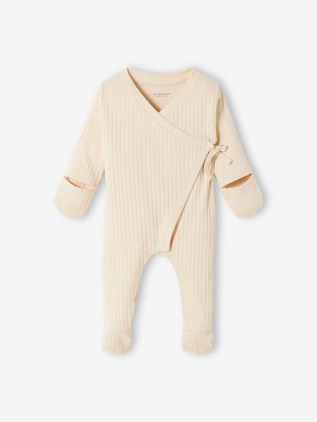 Rib Knit Jumpsuit & Beanie for Babies BEIGE LIGHT SOLID 