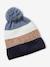 Striped Beanie + Snood + Gloves Set for Boys BLUE DARK TWO COLOR/MULTICOL+grey 