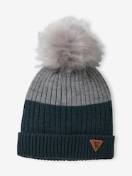 Boys-Accessories-Winter Hats, Scarves & Gloves-Knitted Two-Tone Beanie for Boys