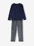 Pack of 2 'Nature' Pyjamas in Velour for Boys BLUE DARK SOLID WITH DESIGN 