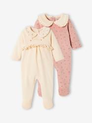 Pack of 2 Velour Sleepsuits for Baby Girls