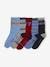 Pack of 5 Pairs of Socks for Boys GREEN MEDIUM 2 COLOR/MULTICOLR+RED DARK 2 COLOR/MULTICOLOR 