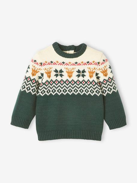 Christmas Jumper with Print for Babies, Family Capsule Collection fir green+red 