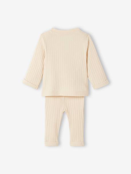 Rib Knit Top & Trouser Combo for Babies BEIGE LIGHT SOLID 