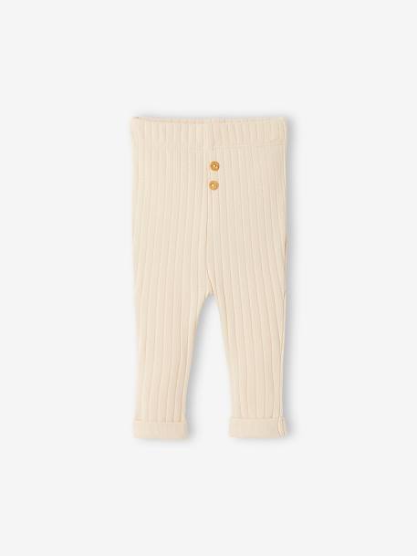 Rib Knit Top & Trouser Combo for Babies BEIGE LIGHT SOLID 