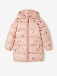 Lightweight Padded Coat with Cherry Print for Girls