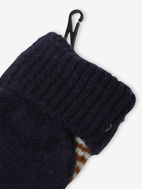 Striped Beanie + Snood + Gloves Set for Boys BLUE DARK TWO COLOR/MULTICOL+grey 