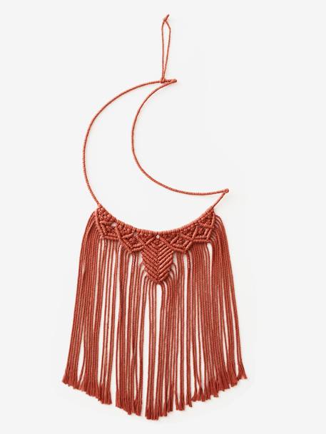 Macramé Dream-Catcher, Moon Shaped BROWN MEDIUM SOLID 