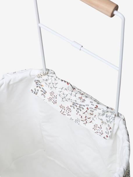 Shopping Basket on Wheels, Metal & Fabric FSC® GREY LIGHT SOLID WITH DESIGN 