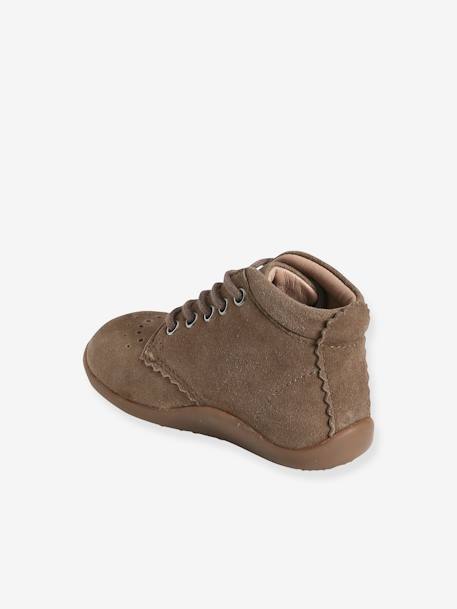 Leather Lace-Up Ankle Boots for Baby, Designed for First Steps taupe 