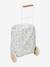 Shopping Basket on Wheels, Metal & Fabric GREY LIGHT SOLID WITH DESIGN 