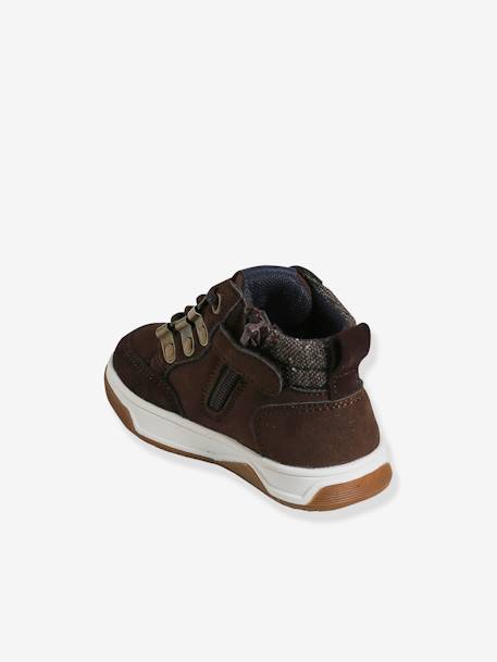 Leather Pram Boots with Laces + Zip, for Baby Boys chocolate 