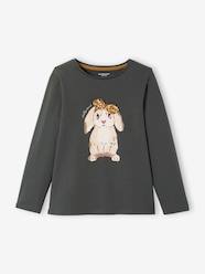 Girls-Tops-T-Shirts-Top with Bunny & Fancy Bow, for Girls