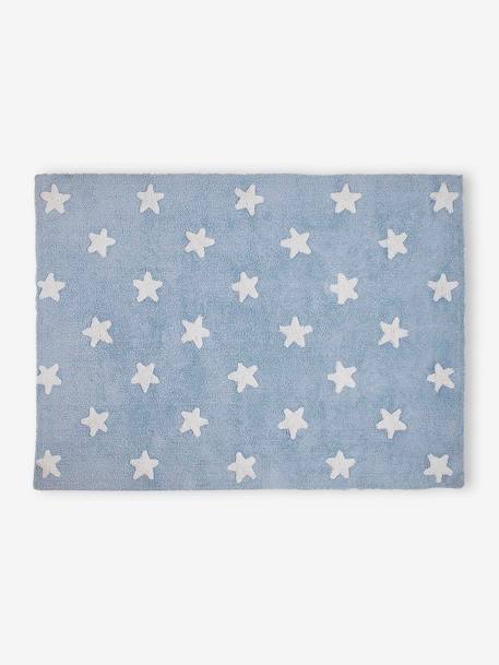 Washable Rectangular Cotton Rug with Stars by LORENA CANALS blue+rose 