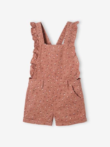 Printed Corduroy Dungarees for Girls PINK DARK ALL OVER PRINTED 