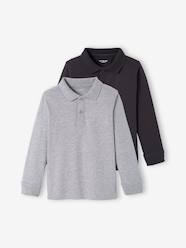-Pack of 2 Long-Sleeved Polo Shirts for Boys