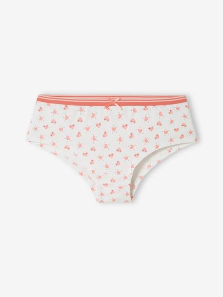 Pack of 5 Hearts Shorties for Girls PINK LIGHT ALL OVER PRINTED 