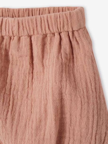 Cotton Gauze Dress & Matching Briefs for Babies PINK MEDIUM SOLID 