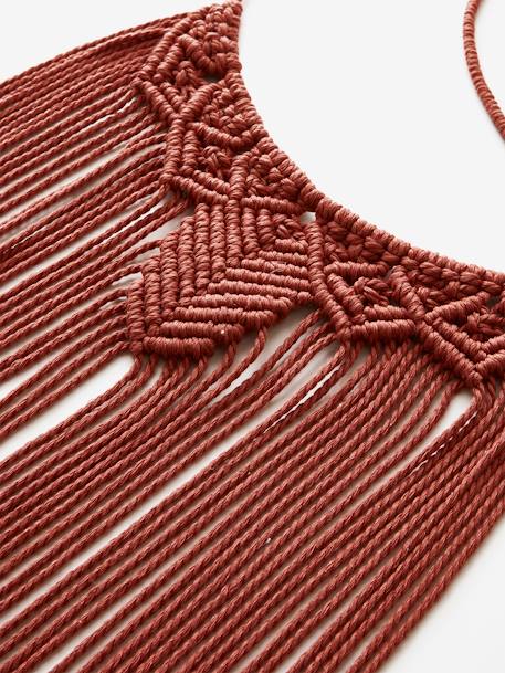 Macramé Dream-Catcher, Moon Shaped BROWN MEDIUM SOLID 