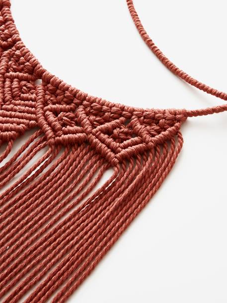 Macramé Dream-Catcher, Moon Shaped BROWN MEDIUM SOLID 
