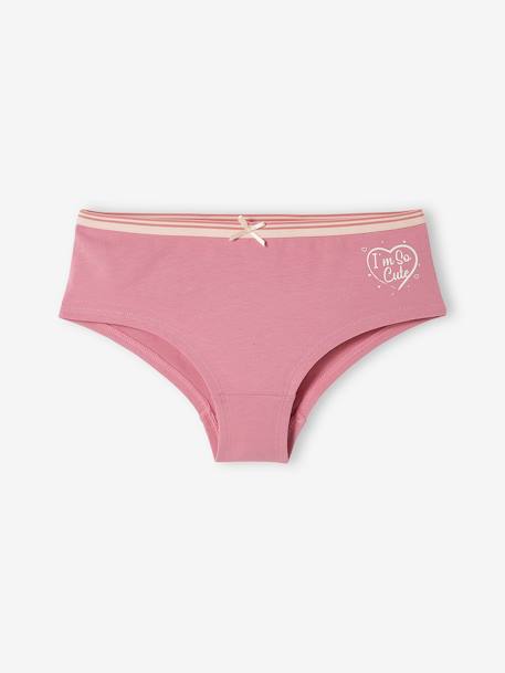 Pack of 5 Hearts Shorties for Girls PINK LIGHT ALL OVER PRINTED 