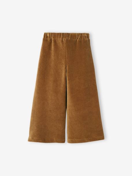 Wide Corduroy Trousers for Girls BROWN MEDIUM SOLID+fir green 