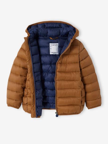Lightweight Jacket with Recycled Polyester Padding & Hood for Boys BEIGE DARK SOLID WITH DESIGN+blue+green+khaki+navy blue+petrol blue 