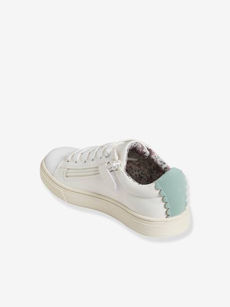Trainers with Laces & Zip, for Girls WHITE LIGHT SOLID 