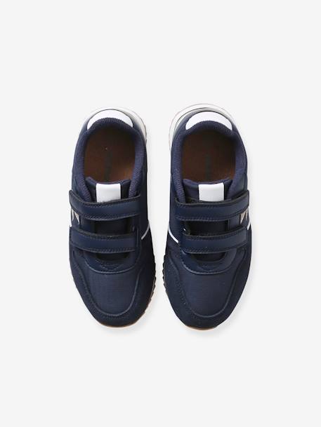 Touch-Fastening Trainers for Girls, Running Style BLUE DARK SOLID WITH DESIGN 