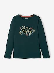 Long Sleeve Top with Iridescent Message for Girls