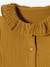 Wide-Neck Dress in Cotton Gauze for Babies BROWN MEDIUM SOLID 