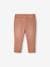 Embroidered Slim Leg Trousers in Stretchy Cotton, for Babies BROWN MEDIUM SOLID WITH DESIGN 