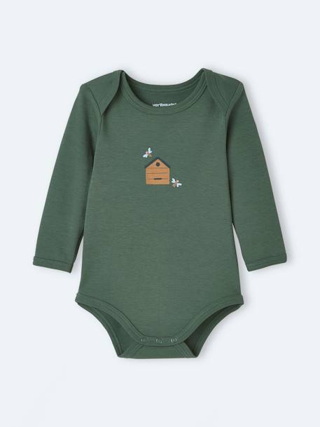 Pack of 5 Long Sleeve Bodysuits with Cutaway Shoulders, for Babies GREEN DARK 2 COLOR/MULTICOLORR 