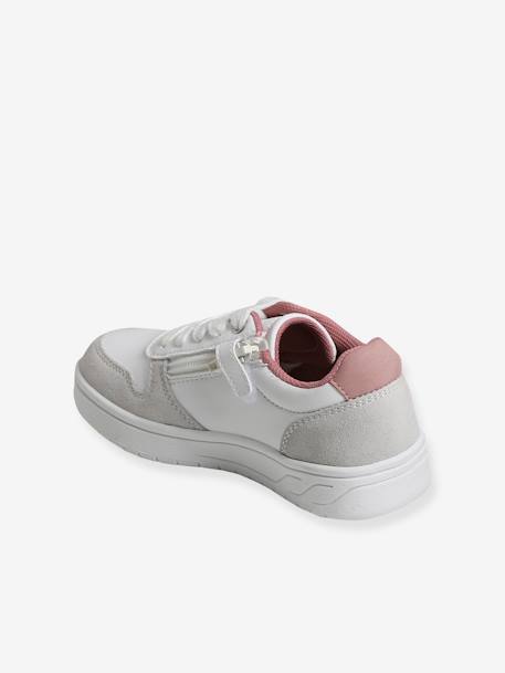 Trainers with Laces & Zip, for Girls WHITE LIGHT SOLID WITH DESIGN 