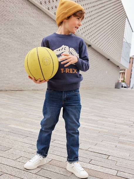 Straight indestructible jeans for boys BLUE DARK SOLID+BLUE DARK WASCHED 