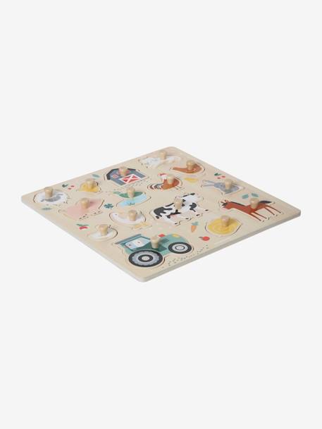 Lovely Farm Peg Puzzle in FSC®100% Wood BEIGE LIGHT SOLID WITH DESIGN 