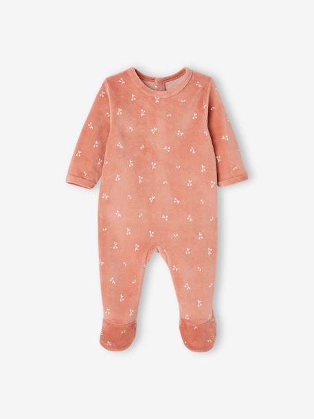 Pack of 3 Velour Sleepsuits with Front Opening for Babies PINK DARK 2 COLOR/MULTICOL OR 