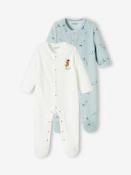 Pack of 2 Sleepsuits In Velour, for Babies